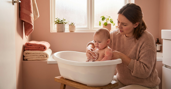 Dein Baby hat trockene, rote Haut nach dem Baden? Das Wasser könnte schuld sein